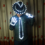 Load image into Gallery viewer, LED Costume Clothes Luminous Jazz Hat with Light Tie LED Gloves LED Suit for Michael Jacket Cosplay Costume

