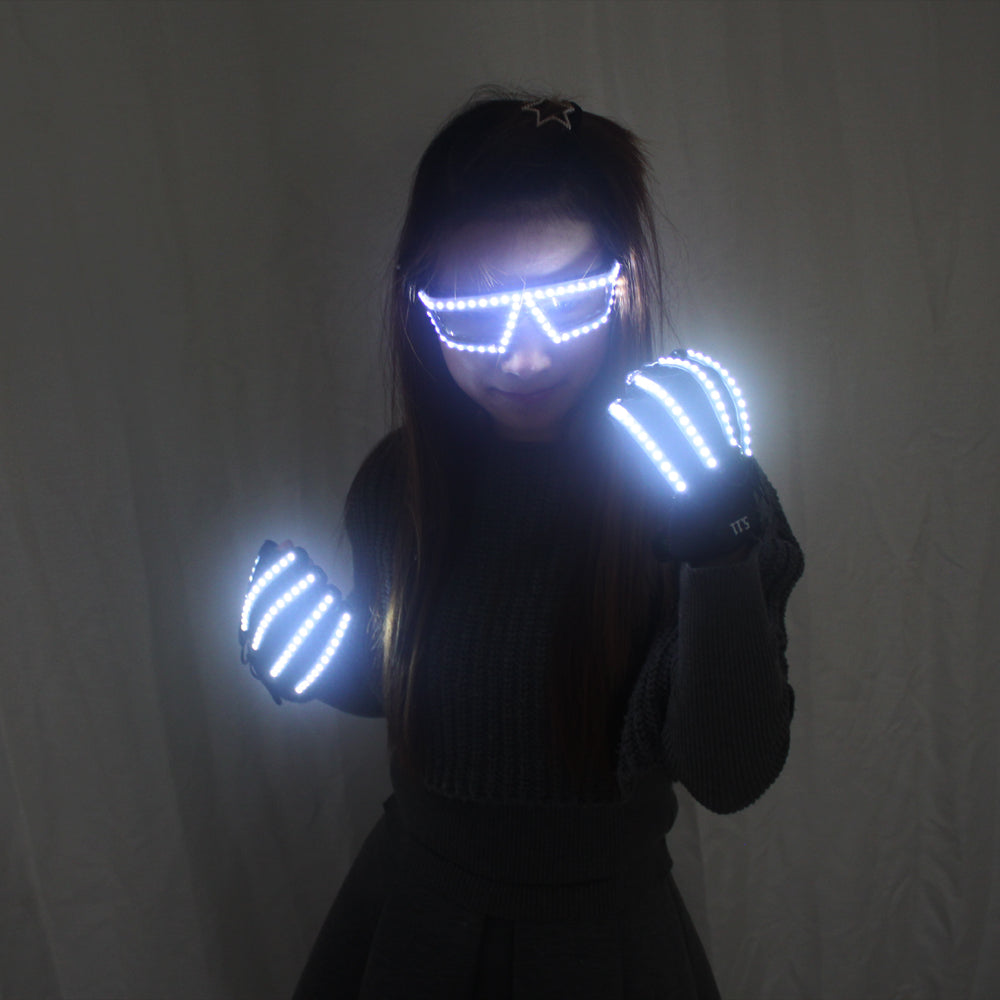 LED Light Emitting Luminous Glasses Gloves Stage Props for Children Birthday Gift Laser Stage Props Party Supplies