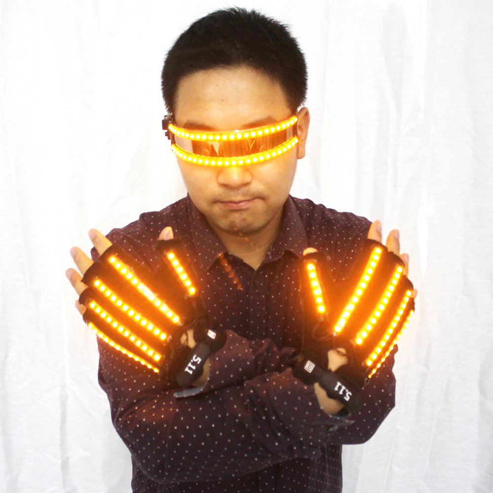 LED Glühen Handschuhe Rave Licht Blinkende Finger Beleuchtung Glühen Mittens Magic Schwarz Leuchthandschuhe Party Zubehör Halloween