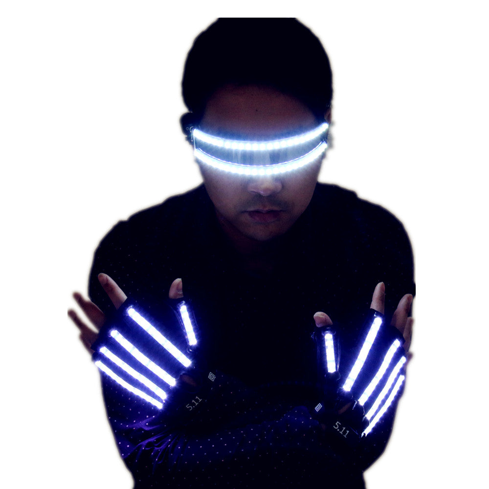 Bright LED escenario trajes LED guantes gafas luminosas láser etapa Props Party Suministros de fiesta