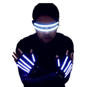 Costumes de scène LED lumineux Gants LED Lunettes lumineuses Accessoires de scène laser Fournitures de fête
