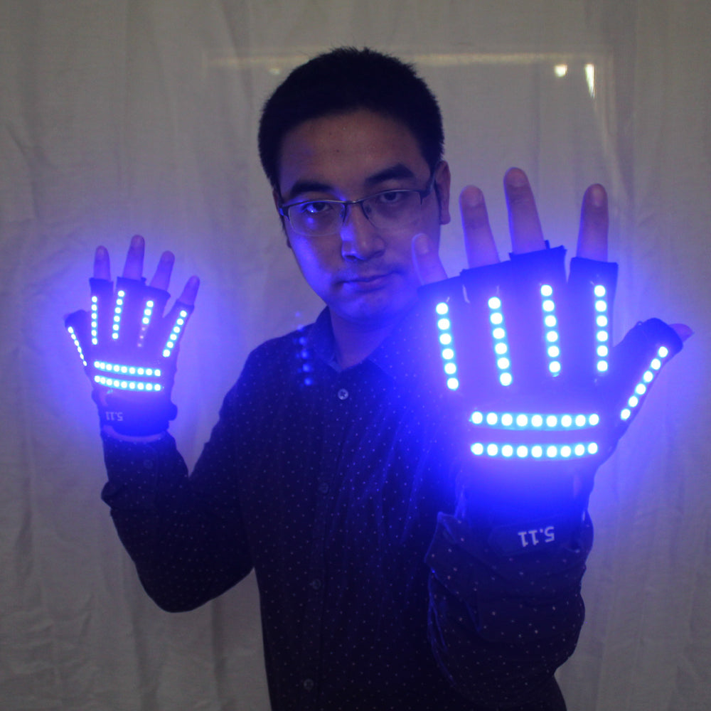 LED Glow Gants Rave Light Clignotant Éclairage des Doigts Glow Mittens Magic Black Luminous Gloves Party Supplies Halloween