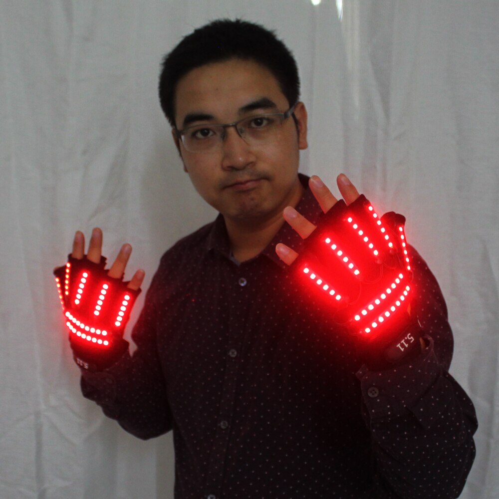 LED Glow Gloves Rave Light Blinkende Fingerbeleuchtung Glow Mittens Magic Black Luminous Gloves Partyzubehör Halloween