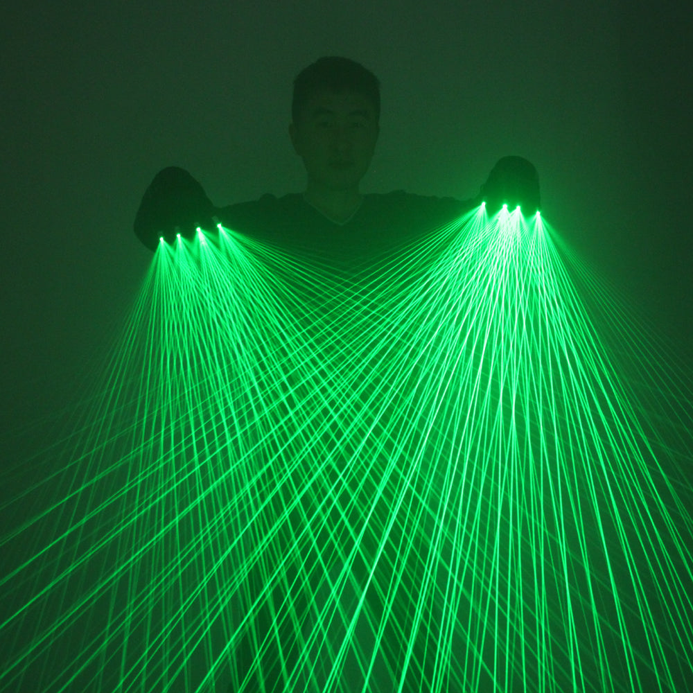 2 in 1 Mehrzeilige grüne Laserhandschuhe LED Laser Handschuhe leuchtende Gläser, für LED Roboter Anzug leuchtende Kleid Bar Party Musik Festiv
