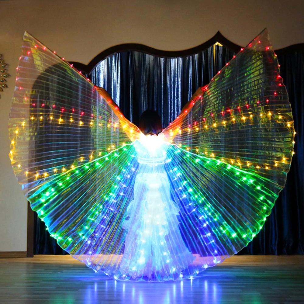 POHOVE LED Flügel für Erwachsene,LED Schmetterling Light Isis Flügel  Bauchtanz Engelstanz flügel mit Teleskopstangen für Karneval, Bühne,  Weihnachten, Party(Colorful): : Spielzeug