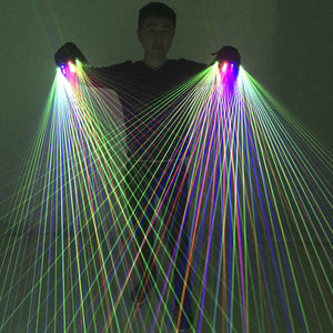 2 in 1 bunte RGB-Laserhandschuhe mit 4-teiligem Laser für die Bühne Laserman DJ Show Performance Event Partyzubehör