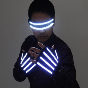 Costumi da palco a LED luminosi Guanti a LED Occhiali luminosi Puntelli da palco laser Forniture per feste
