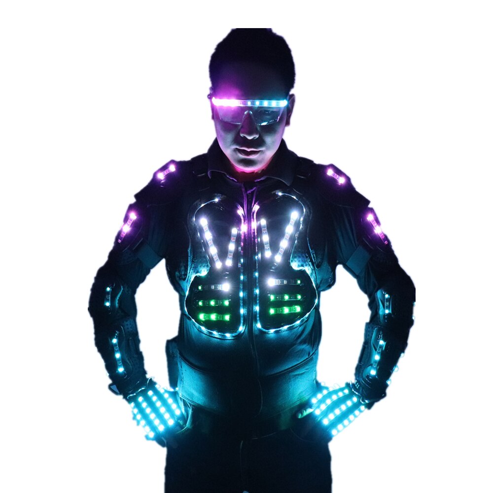 Full Color LED Luminous Armor Light Up Giacca Glowing Costumi Tuta