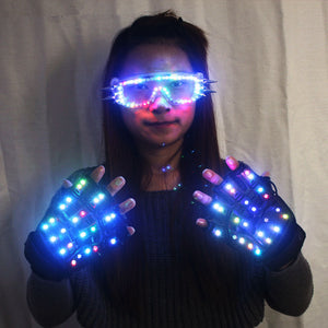 Haute Qualité LED Gants Laser LED S'allument LED Lunettes Bar Show Costumes Lumineux Prop Party DJ Danse Costume Éclairé