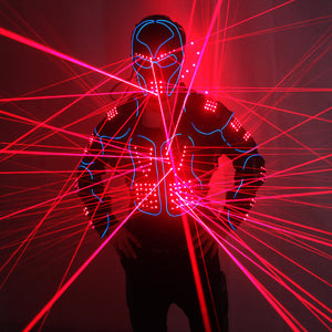 Trajes de robot láser Chaleco láser rojo Ropa LED 650nm Laser Man Disfraces de escenario para artistas de clubes nocturnos