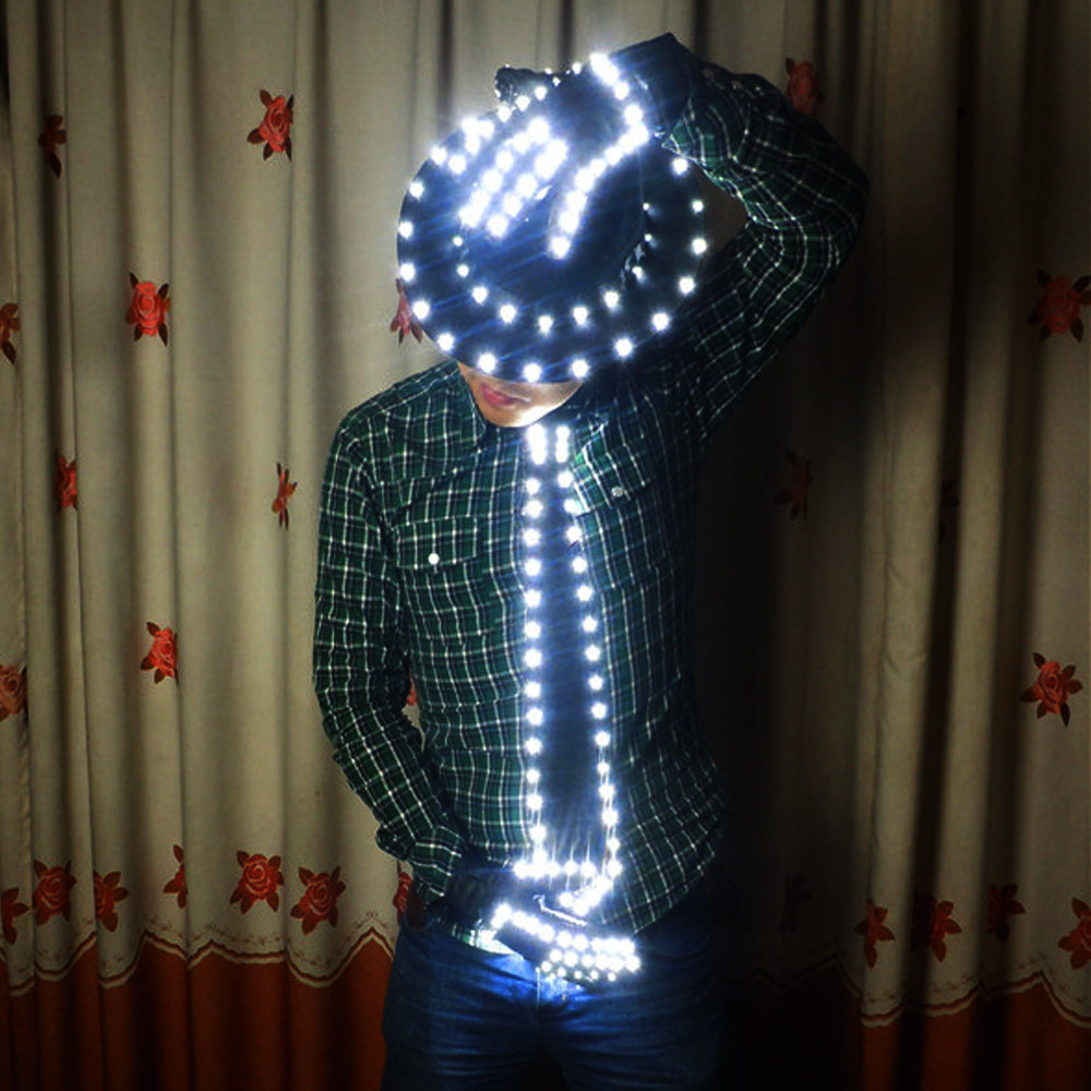 LED Costume Abbigliamento Luminous Jazz Cappello con Light Tie LED Guanti LED Tuta per Michael Jacket Cosplay Costume