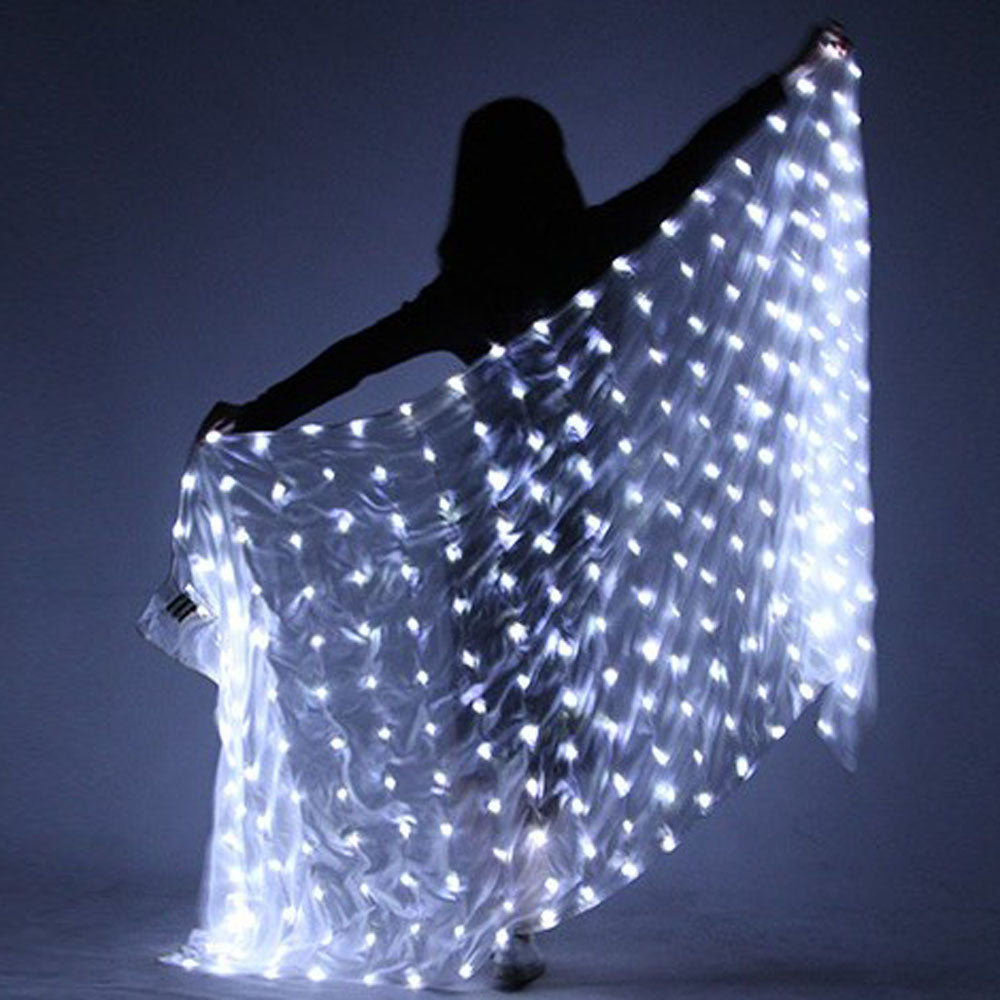Belly Dance LED Veils Light Silk Performance Props Accessories Rainbow Colored Rectangle LED Veil Silk