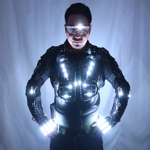 Full Color LED Luminous Armor Light Up Jacket Glowing Costumes Suit Bar Dance Team DS Singer DJ Nightclub Gogo Costume