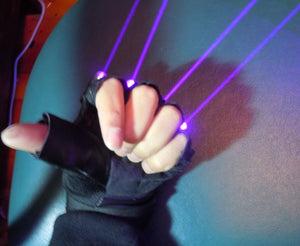 Violet Blue Laser Gloves with 4pcs 405nm Laser Stage Gloves for DJ Club Party Show