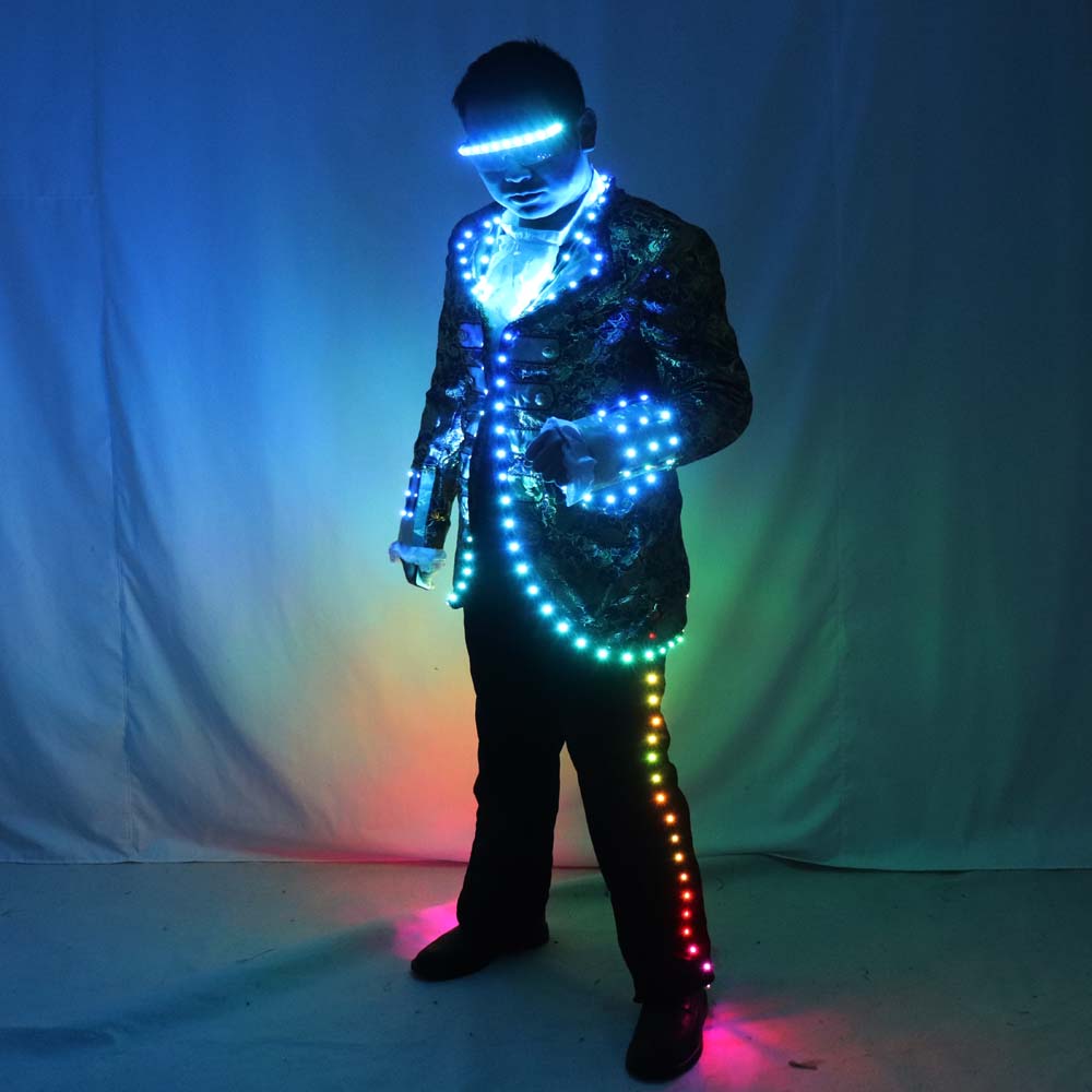 LED Court Costumes Symphony of Tuxedo électroluminescent Pixel numérique en couleur LED Running Horse 350 Types d'effets