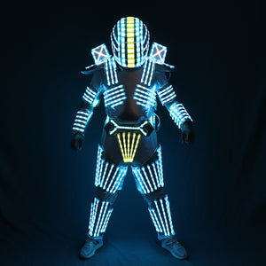 Traje De LED Robot Suit Robot Armatura utilizzata con High Heel Predator Led Costume Laser Guanti