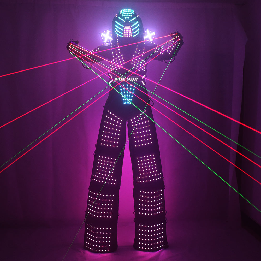 Robot de Traje De CONDUJO paseante de zancos CONDUJO traje del pleito del robot ligero que viste acontecimiento traje de Kryoman robot de Disfraz De conducido