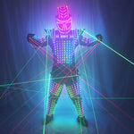 Carica l&#39;immagine nel visualizzatore di Gallery, Abito robot LED a colori completo Costume laser verde Giacca laser Modello Show Dress Abito DJ Bar Performance
