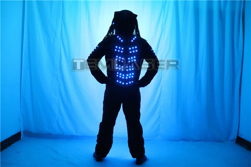 Zukünftige LED Lumious Robot Anzug Bühnenleistung Leuchten Kostüm Helm Kleidung Bar Nachtclub