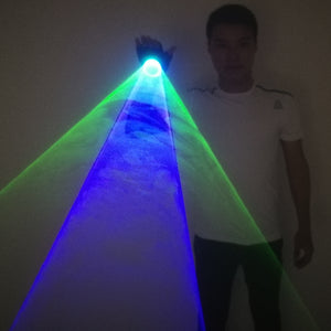 Blaugrün Handheld Laserkanone Rotierende Handschuhe LED Kreisel Palmenlicht DJ Dancing Club Pub Party Lasershow