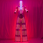 Carica l&#39;immagine nel visualizzatore di Gallery, Traje LED Costume Robot Led Vestiti Palafitte Walker Costume LED Vestito Costume Casco Laser Guanti di CO2 Jet Macchina
