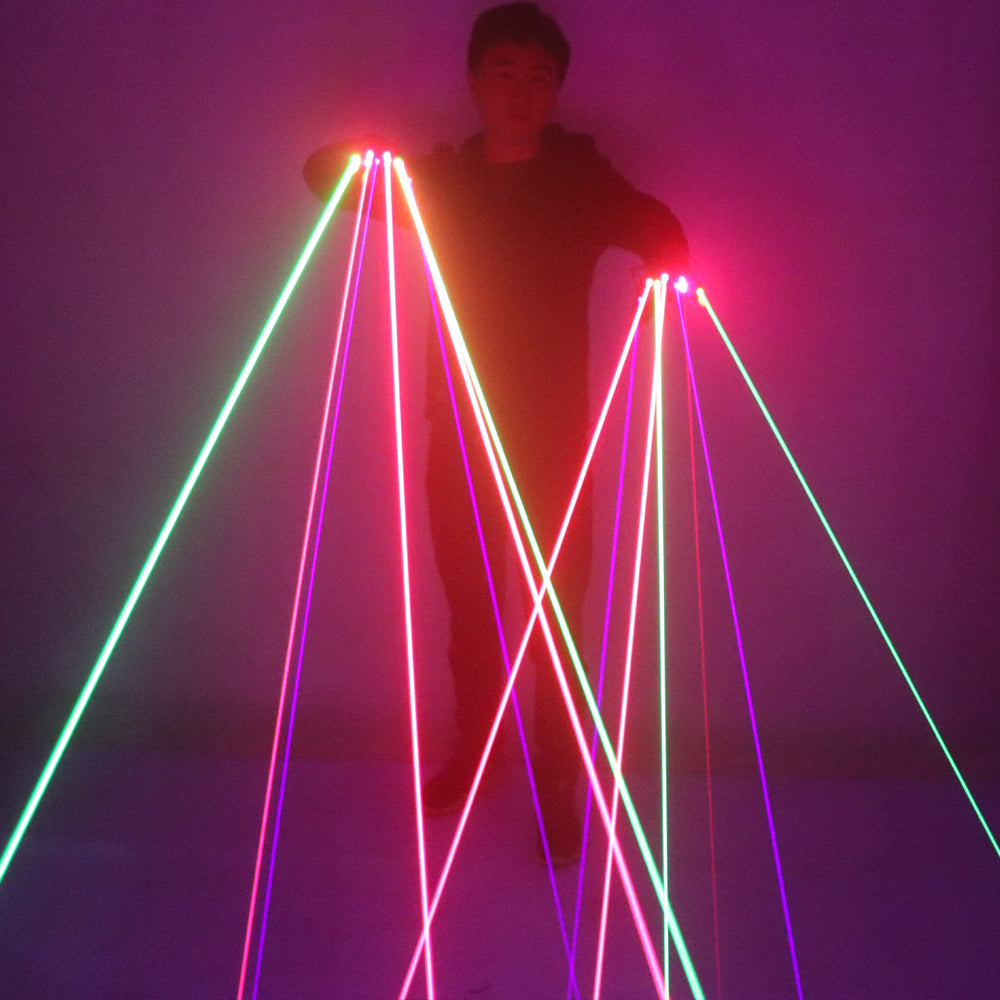 Guanti laser RGB con 7 pezzi Laser 2Green + 3Red + 2Violet Stage blu guanti per DJ Club Party Show