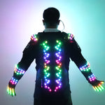 Carica l&#39;immagine nel visualizzatore di Gallery, RGB Colorful Light Armor Outfit Glowing Clothe Show Dress Bar DJ MC Performance Robot Uomo Suit
