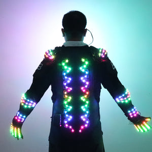 RGB الملونة درع ضوء ملابس متوهجة ملابس عرض فستان بار DJ MC الأداء الروبوت الرجال دعوى
