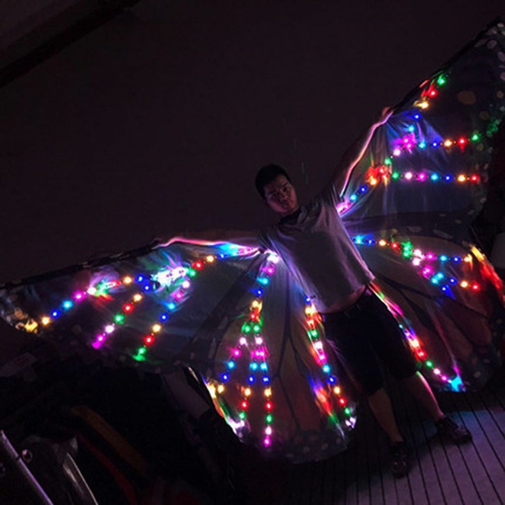 الرقص الشرقي الجناح فراشة هالوين كامل اللون بكسل الذكية LED أجنحة الفتيات الرقص عباءة زينة الدعائم المرحلة