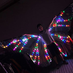 Víspera de todos los Santos de la mariposa del ala de la danza del vientre pixel en color lleno accesorios de la capa de baile de muchachas de alas CONDUCIDOS elegantes apoya etapa
