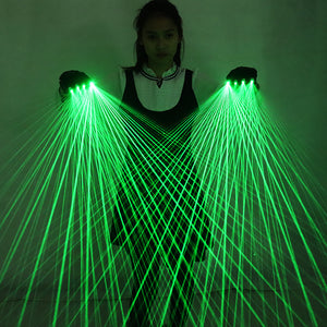 2 في 1 قفازات ليزر خضراء متعددة الخط LED قفازات الليزر مضيئة النظارات، ل LED الروبوت دعوى مضيئة فستان بار حزب الموسيقى Festiv