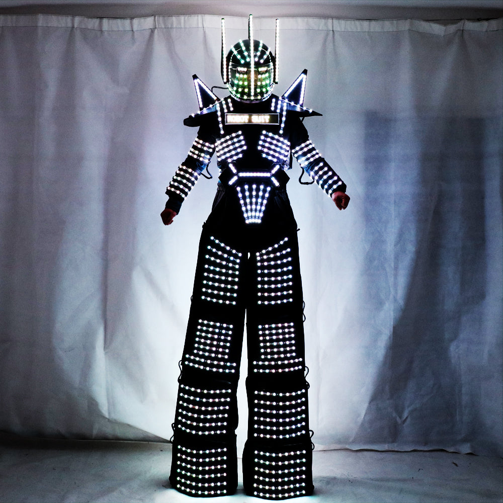 Trajes de luz LED Ropa de robot Zancos LED Disfraz de caminante Trajes de robot LED Fiesta Salón de baile Discoteca Discoteca Etapa Vestido de robot Show