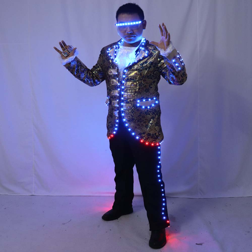 LED Court Costumes Symphony of Tuxedo électroluminescent Pixel numérique en couleur LED Running Horse 350 Types d'effets
