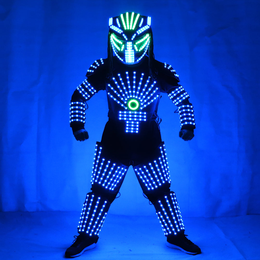 RGB Led Colorati Luminosi Robot Vestito con Casco del LED LED Luce sempre più intensa Performance Costume di Scena Vestiti