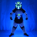 Charger l&#39;image dans la galerie, Robot Lumineux à Ligne Colorful RGB avec des vêtements de costume de costume de scène de performance légère à LED Illuminated Helmet
