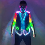 Load image into Gallery viewer, Colorful Led Luminous Vest Ballroom Costume Jacket DJ Singer Dancer Performer Stage Wear Waiter Clothes
