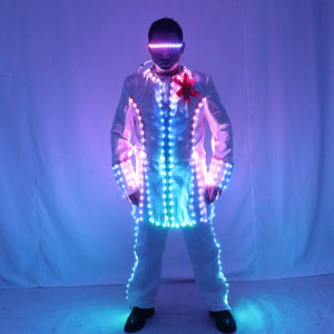 Full Color Smart LED Court Suit Europe Style Court Marshal Clothing Groom Wedding Mens Suits Light EDM Music Party Stage Singer
