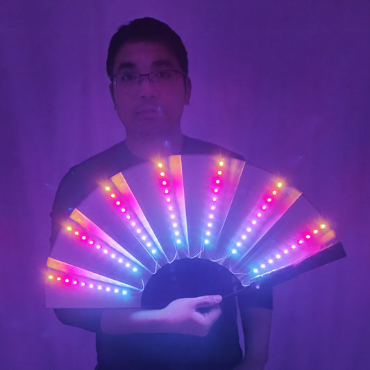 Vollfarbige LED-Lüfter Bühnenleistung Tanzlichter Lüfter Über 350 Modi Ultraleichtflugzeuge Unendliche Farben Rave Club EDM Music Party