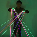 Charger l&#39;image dans la galerie, Gants à laser RGB avec 7pcs laser 3Green 2Red 2Violet gants de stade bleus pour le spectacle de parti de club de disc-jockey
