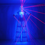 Cargar imagen en el visor de la galería, LED Robot se adapta a Robot Traje David Guetta LED Robot Traje con guantes de casco láser iluminado Kryoman Robot Led Stilts Ropa
