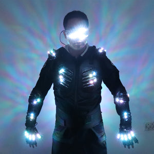 RGB Colorful Light Armor Outfit Glowing Clothe Show Dress Bar DJ MC Performance Robot Uomo Suit