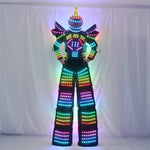 Load image into Gallery viewer, Full Color Pixel LED Robot Costume Clothes Stilts Walker Costume LED Suit Costume Helmet Laser Gloves
