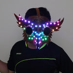 Laden Sie das Bild in den Galerie-Viewer.Full Color LED Luminous PU Leather Steampunk Mask Women Men Punk Wings Rivets Halloween Cosplay Gothic Mask Props
