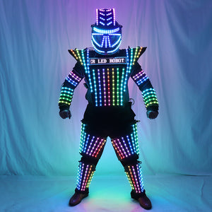 Pleine couleur LED Robot Costume coloré lumineux lumineux porte des costumes de danse modèle spectacle robe habiller DJ Bar Performance