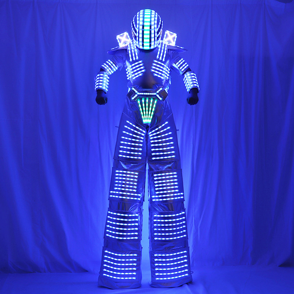 Traje de Robot LED Laser Suit Costume Abbigliamento utilizzato con High Heel Predator ha guidato Costume Laser Gloves