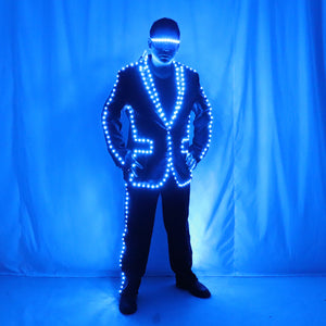 Full Color Pixel LED Lights Jacket Coat Stage Dance Costume Tron RGB Light Up Stage Suit Outfit