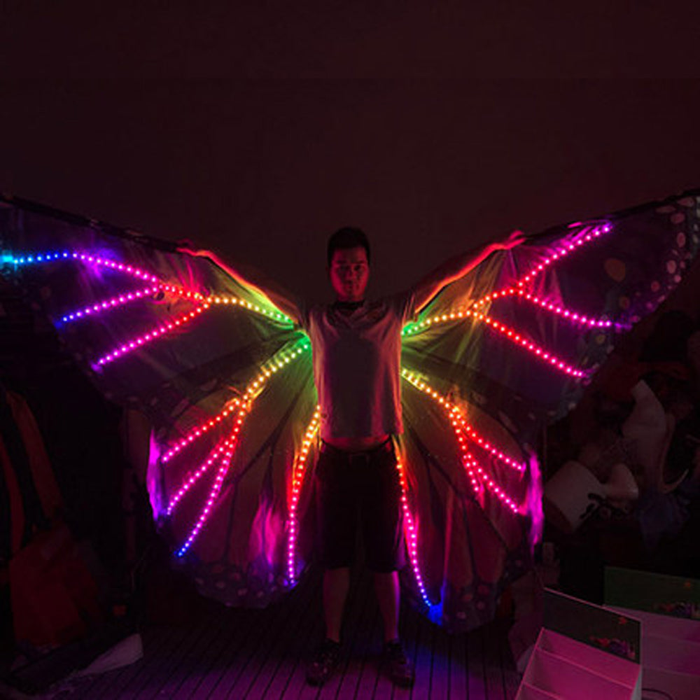 Belly Dance Wing Butterfly Halloween Full Colour Pixel Smart LED Wings Girls Dance Mantak Accessori Puntelli Stage