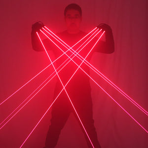 Rote Laserhandschuhe mit 4-teiligen Laser-LED-Laserhandschuhen Leuchtgläser für LED-Roboteranzüge DJ Club Party Show