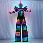 Load image into Gallery viewer, Full Color Pixel LED Robot Costume Clothes Stilts Walker Costume LED Suit Costume Helmet Laser Gloves
