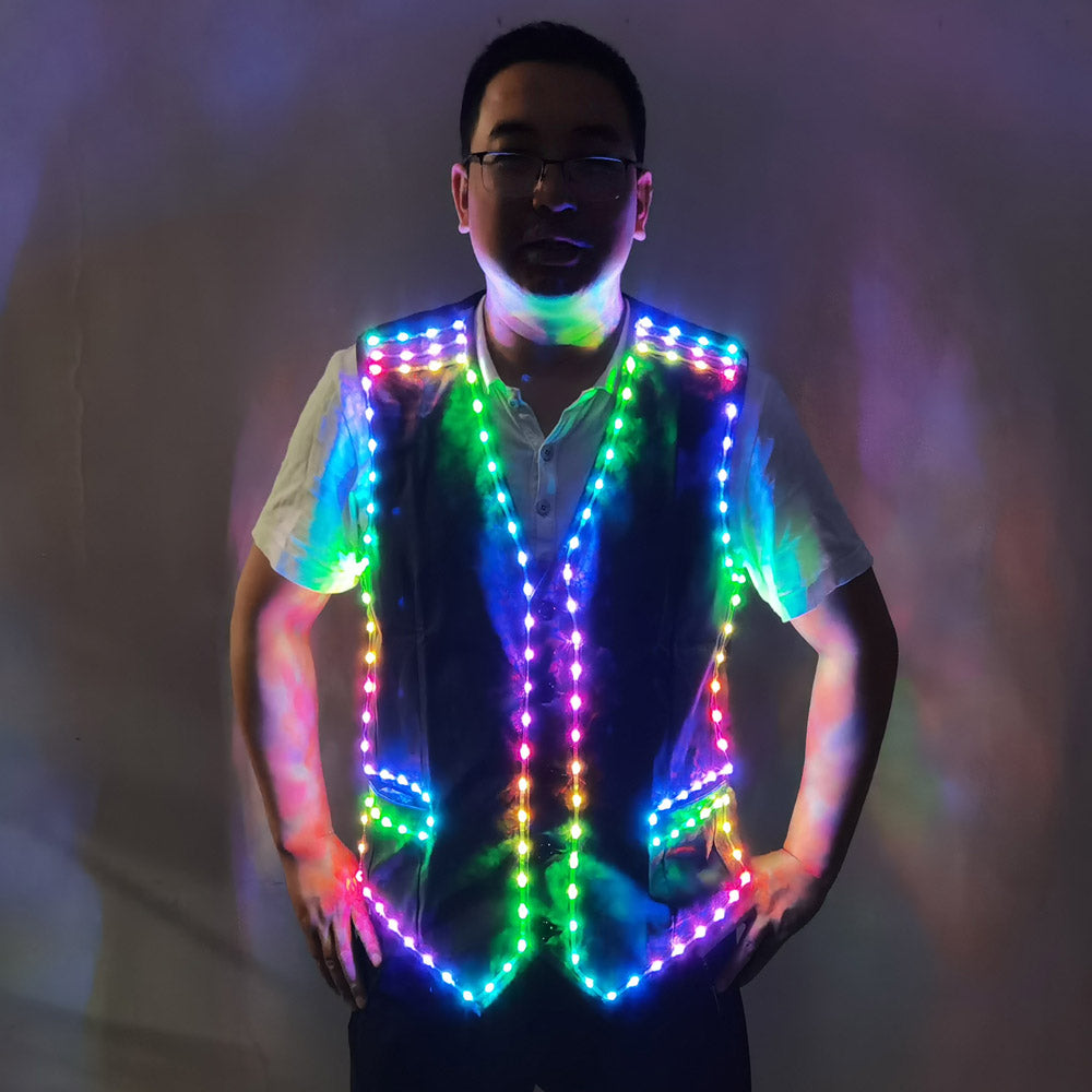 Colorido Led Luminoso chaleco salón de baile traje chaqueta DJ cantante cantante intérprete stage wear waiter ropa